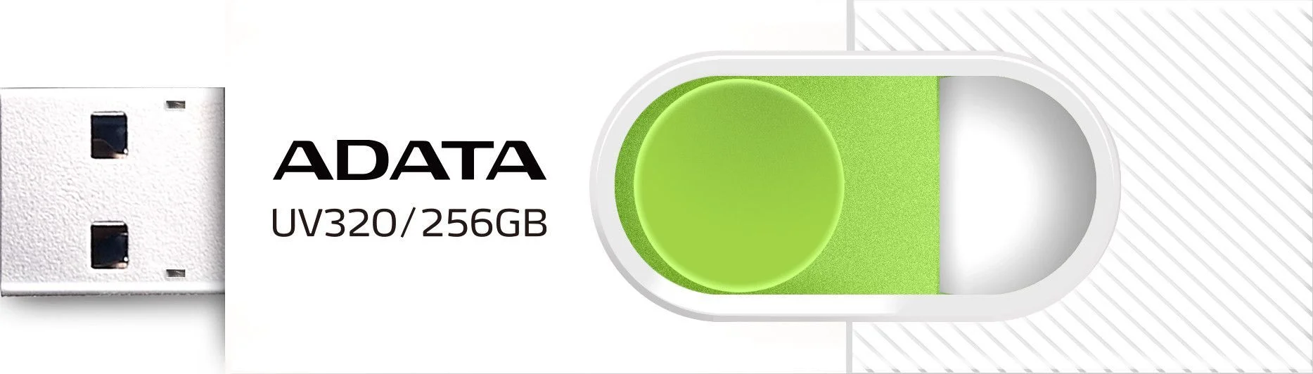 Флеш накопитель 128GB A-DATA UV320, USB 3.2, белый/зеленый