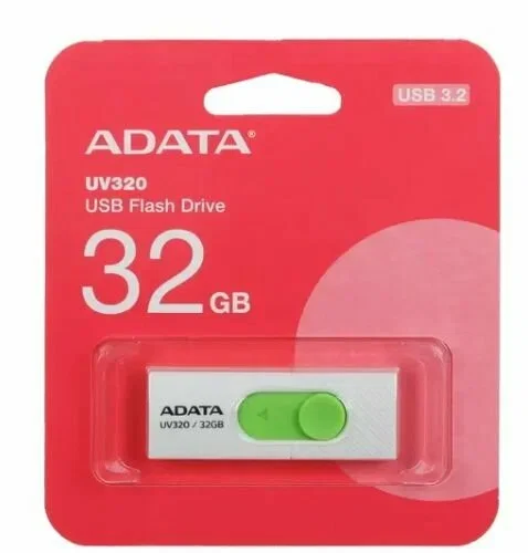 Флеш накопитель 128GB A-DATA UV320, USB 3.2, белый/зеленый