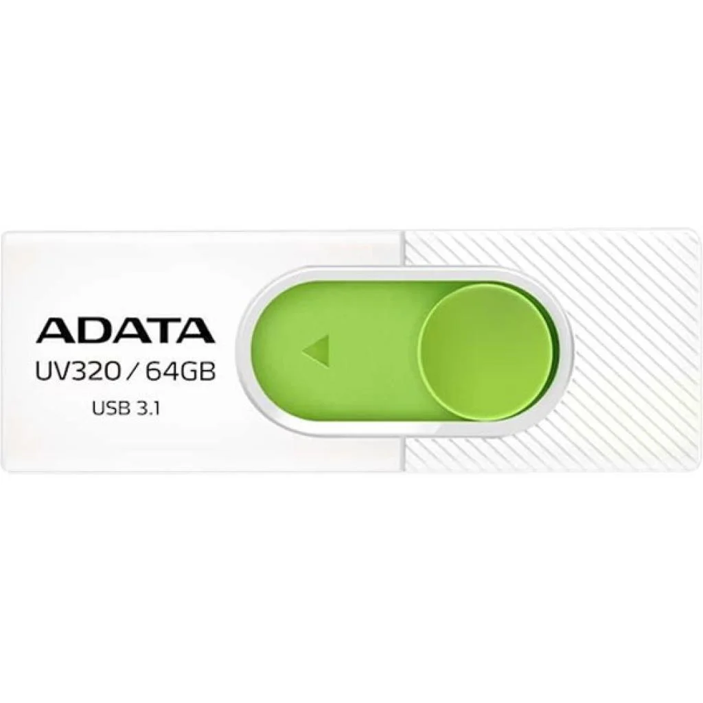 Флеш накопитель 128GB A-DATA UV320, USB 3.2, белый/зеленый