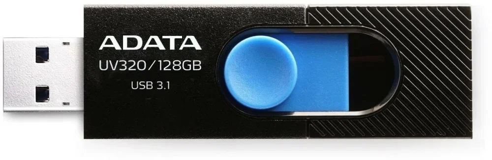 Флеш накопитель 128GB A-DATA UV320, USB 3.2, черный/голубой