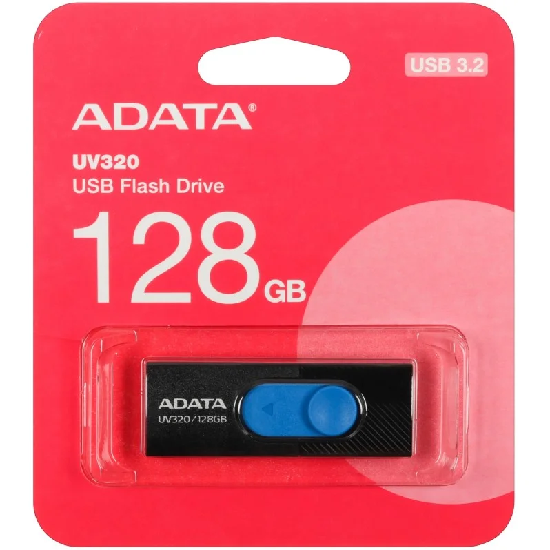 Флеш накопитель 128GB A-DATA UV320, USB 3.2, черный/голубой