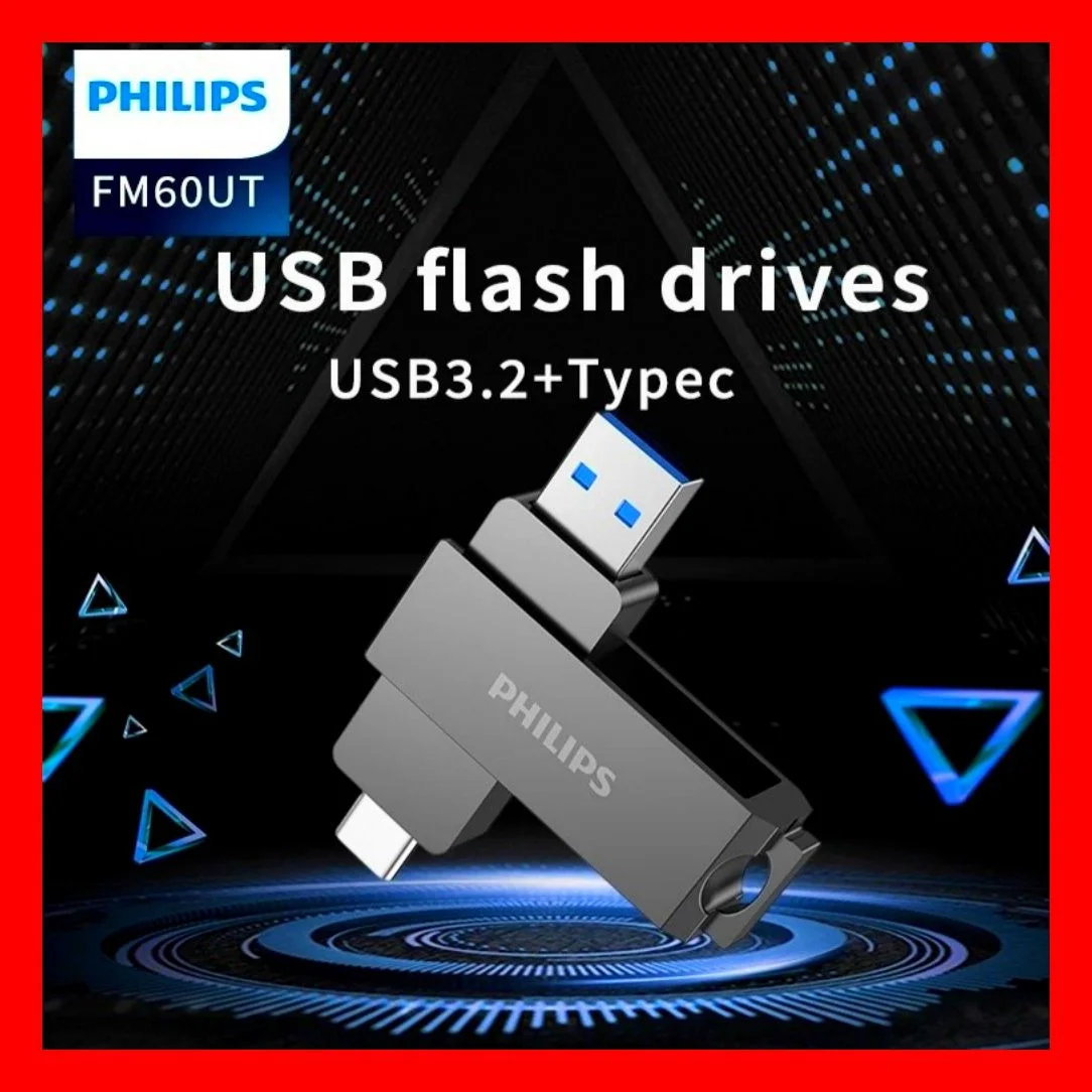 Флеш накопитель 128Gb PHILIPS 2-in-1 USB 3.2 USB C, OTG, USB 3.2/Type-C, Металл, 100 MB/s