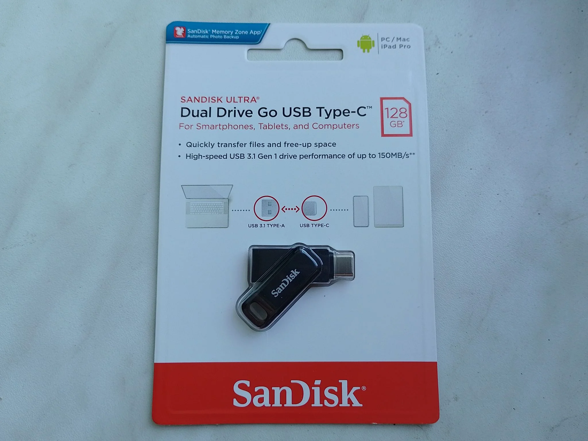 Флеш накопитель 128GB SanDisk Ultra Dual Drive Go, USB 3.1 - USB Type-C Black