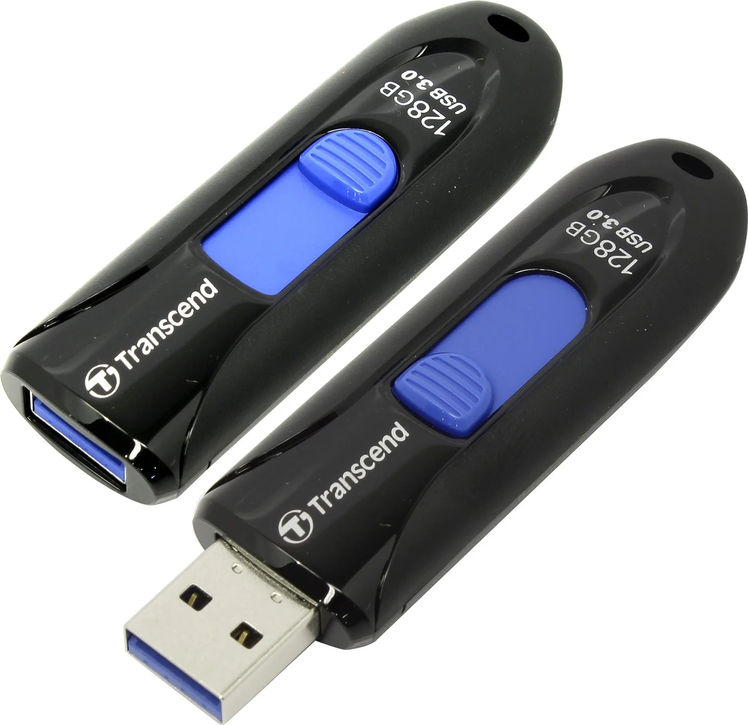 Флеш накопитель 128GB Transcend JetFlash 790, USB 3.1, Черный/Синий