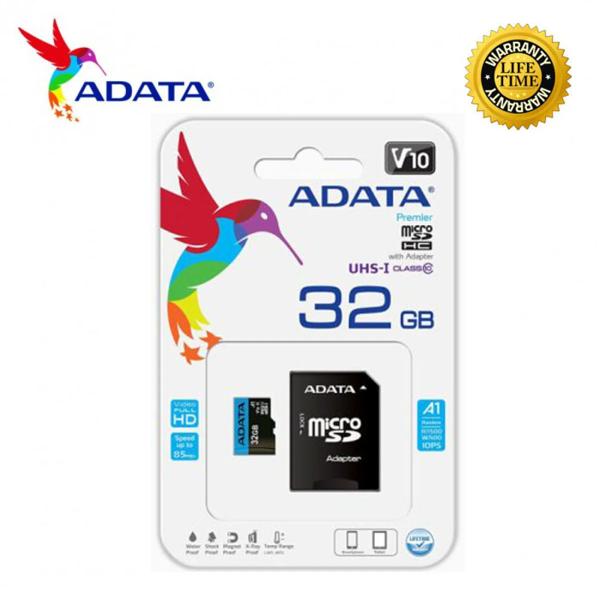 Флеш карта microSD 128GB A-DATA Premier microSDXC Class 10 UHS-I A1 V10 100/25 MB/s (SD адаптер)