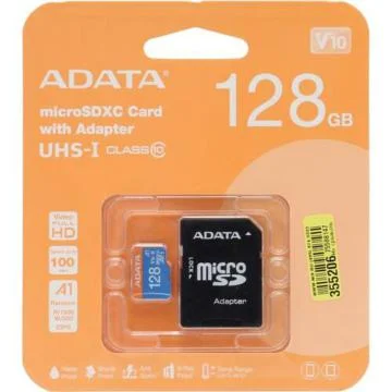 Флеш карта microSD 128GB A-DATA Premier microSDXC Class 10 UHS-I A1 V10 100/25 MB/s (SD адаптер)