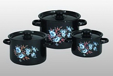 Кастрюля эмал  4,5л черн с рис 1с17с