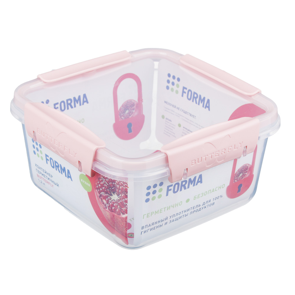 VETTA Контейнер для продуктов герметичный Butterfly квадрат 1,2л (156х156х84мм), арт.4378406