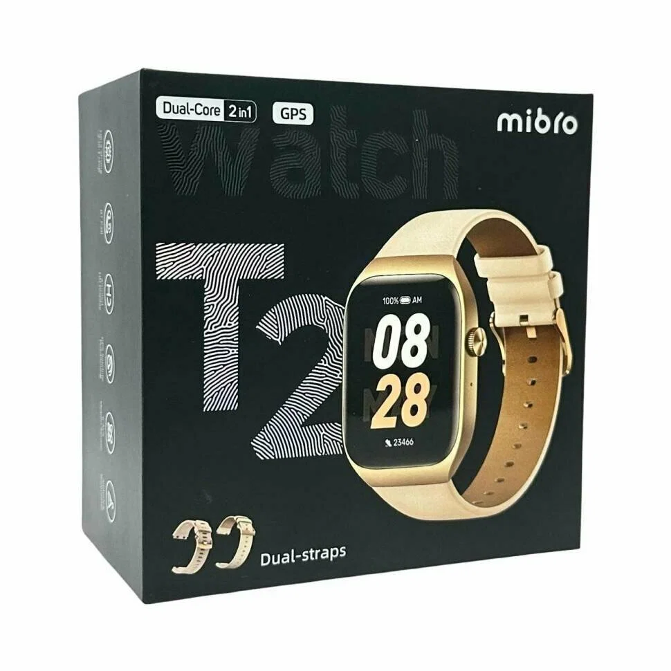 Смарт-часы Xiaomi Mibro Watch T2 (XPAW012) AMOLED/BT Call/GPS/2 Ремешка Золотой-Матовый