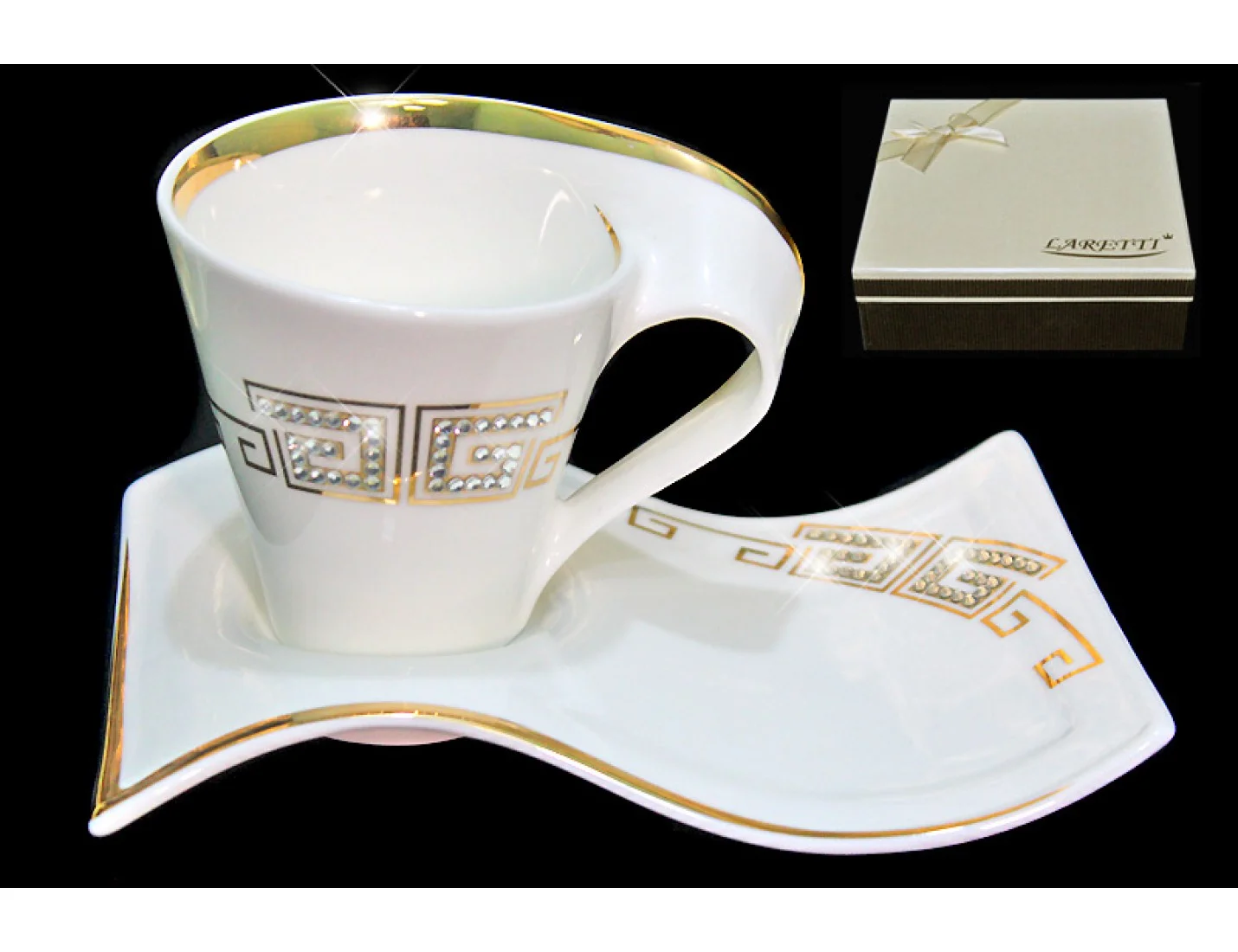108-079 Кофейный набор 2пр.90мл. в под.уп. GIVENCHI GOLD (х24) Фарфор