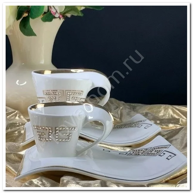 108-079 Кофейный набор 2пр.90мл. в под.уп. GIVENCHI GOLD (х24) Фарфор