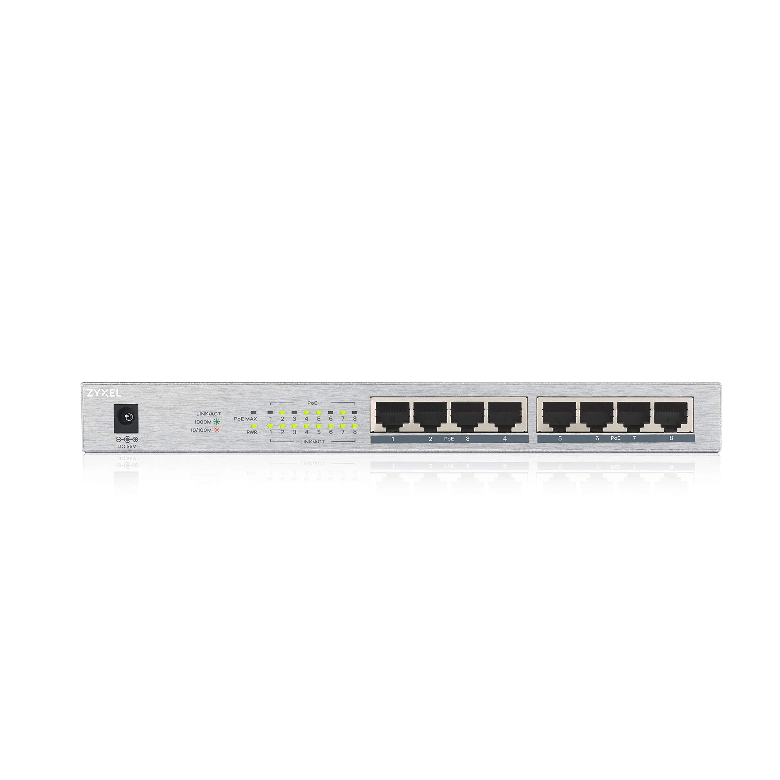 Коммутатор Zyxel GS1008HP Switch PoE +, 8xGE PoE +, tabletop, metal, silent, budget PoE 60 W