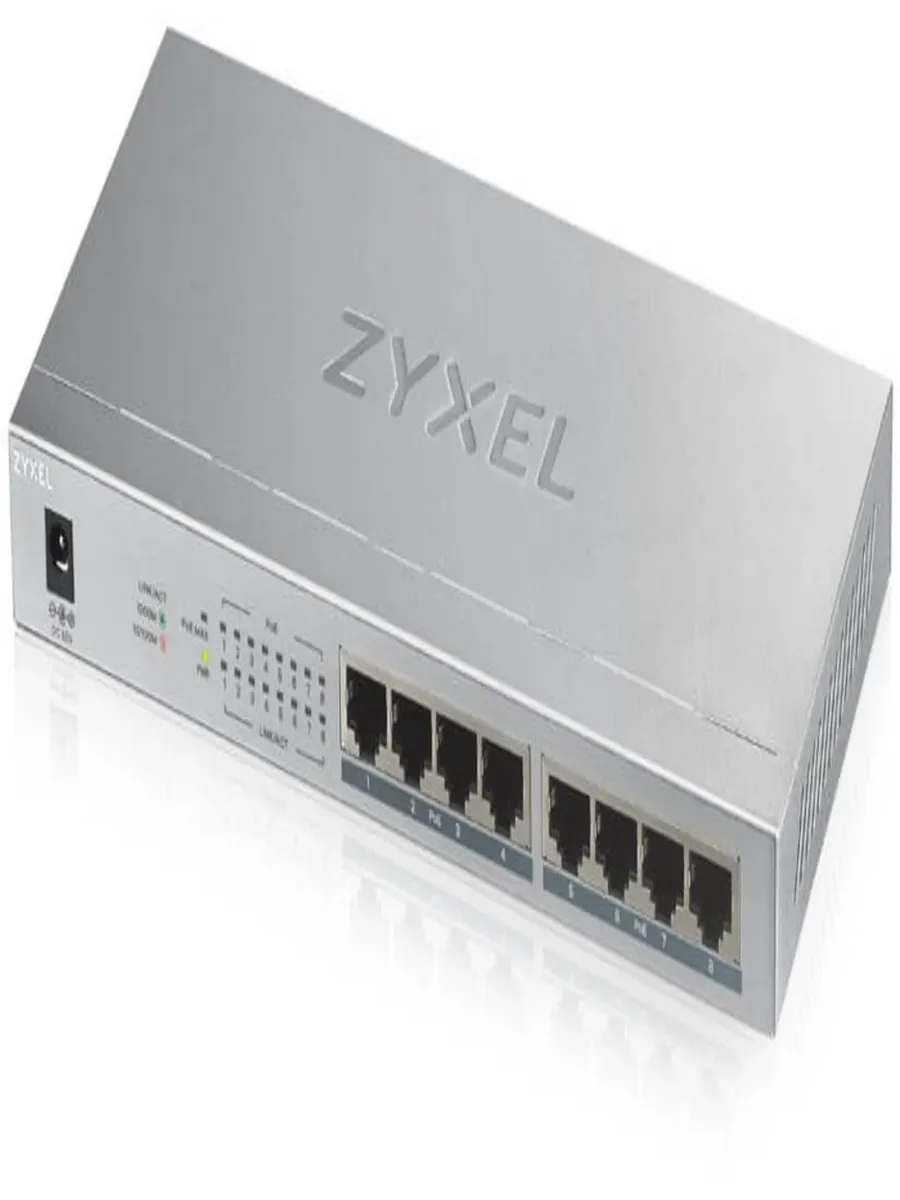 Коммутатор Zyxel GS1008HP Switch PoE +, 8xGE PoE +, tabletop, metal, silent, budget PoE 60 W