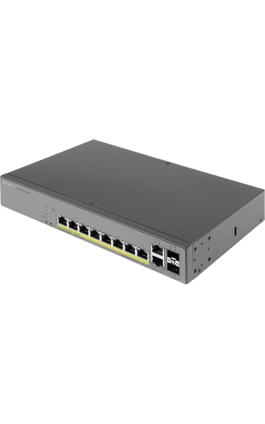 Коммутатор Zyxel GS1350-12HP, 10xGE (8xPoE+), 2xSFP, бюджет PoE 130 Вт, дальность передачи питания до 250 м, автоперезагрузка PoE-портов, повышенная з