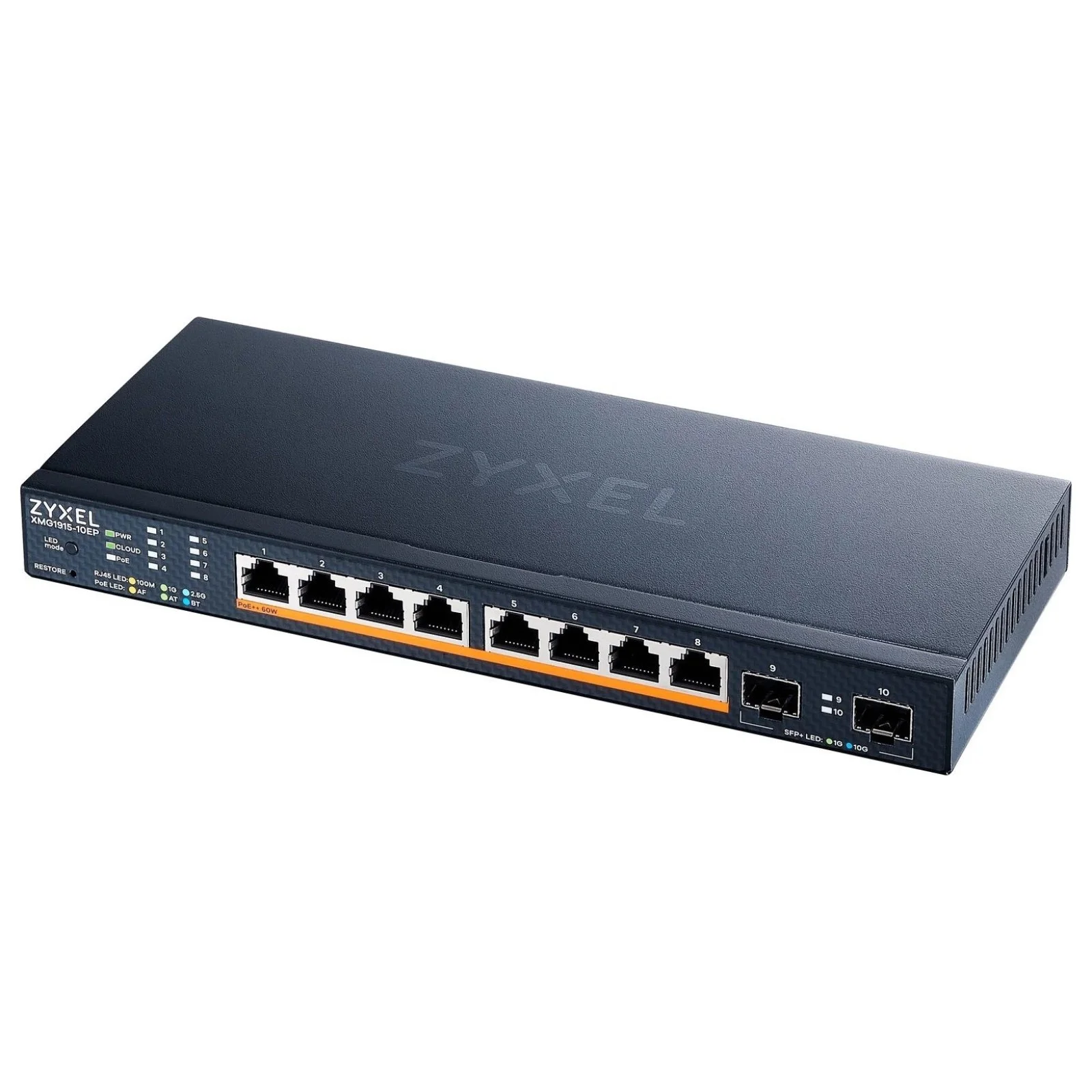 Коммутатор Zyxel XMG1915-10EP-EU0101F (L2+) 8x2.5 Гбит/с 2SFP+ 8PoE++ 130W управляемый