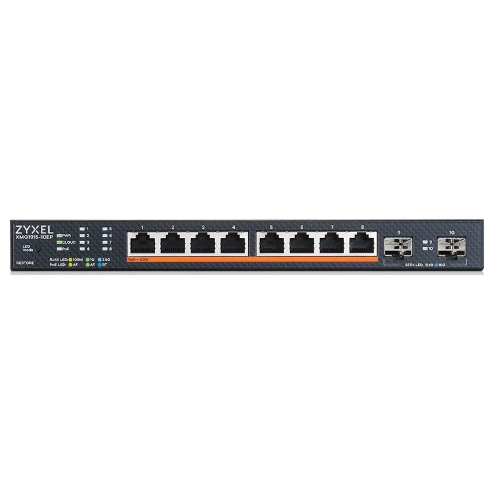 Коммутатор Zyxel XMG1915-10EP-EU0101F (L2+) 8x2.5 Гбит/с 2SFP+ 8PoE++ 130W управляемый
