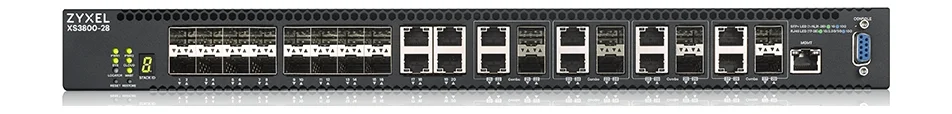 Коммутатор Zyxel XS3800-28 L2+ switch, 4xRJ-45: 1/2.5/5/10G, 8xCombo (SFP: 1/10G, RJ-45: 1/2.5/5/10G), 16xSFP +