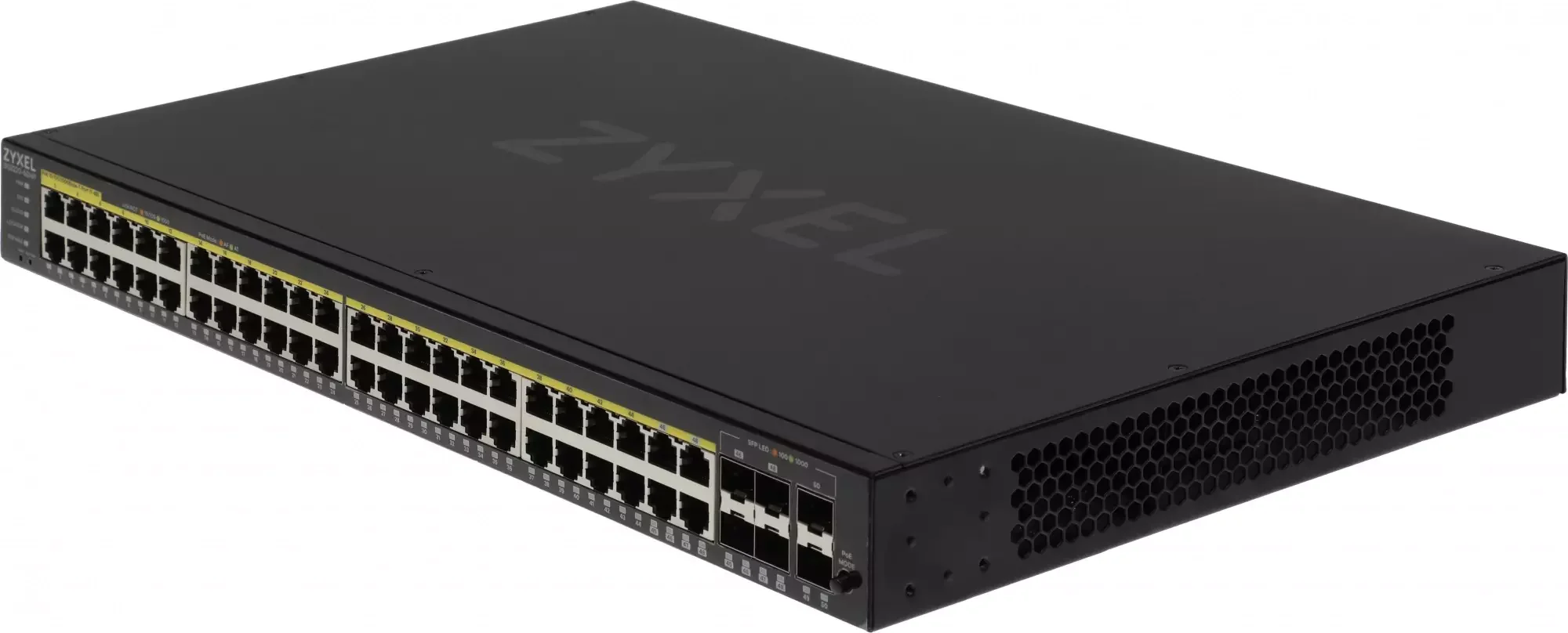 Коммутатор гибридный L2 PoE+ Zyxel NebulaFlex Pro GS2220-50HP, rack 19", 44xGE PoE+, 4xCombo (SFP/RJ-45 PoE+), 2xSFP, бюджет PoE 375 Вт, автономное/об