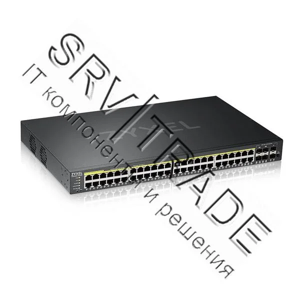 Коммутатор гибридный L2 PoE+ Zyxel NebulaFlex Pro GS2220-50HP, rack 19", 44xGE PoE+, 4xCombo (SFP/RJ-45 PoE+), 2xSFP, бюджет PoE 375 Вт, автономное/об