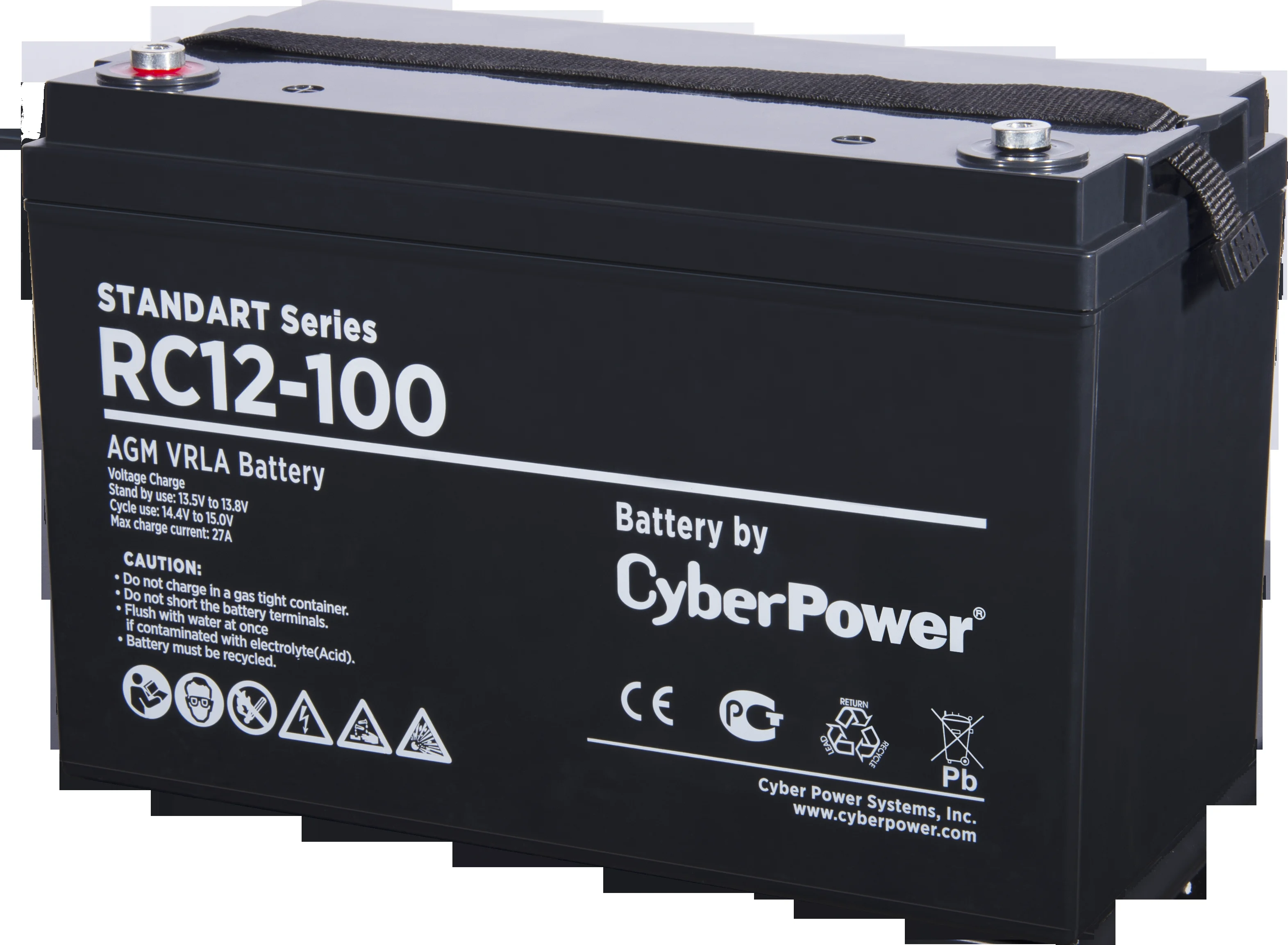 Аккумуляторная батарея CyberPower RC 12-100 12В/100Ач, клемма Болт М8 (330х173х215мм (220мм); 29кг; Срок службы 10лет)