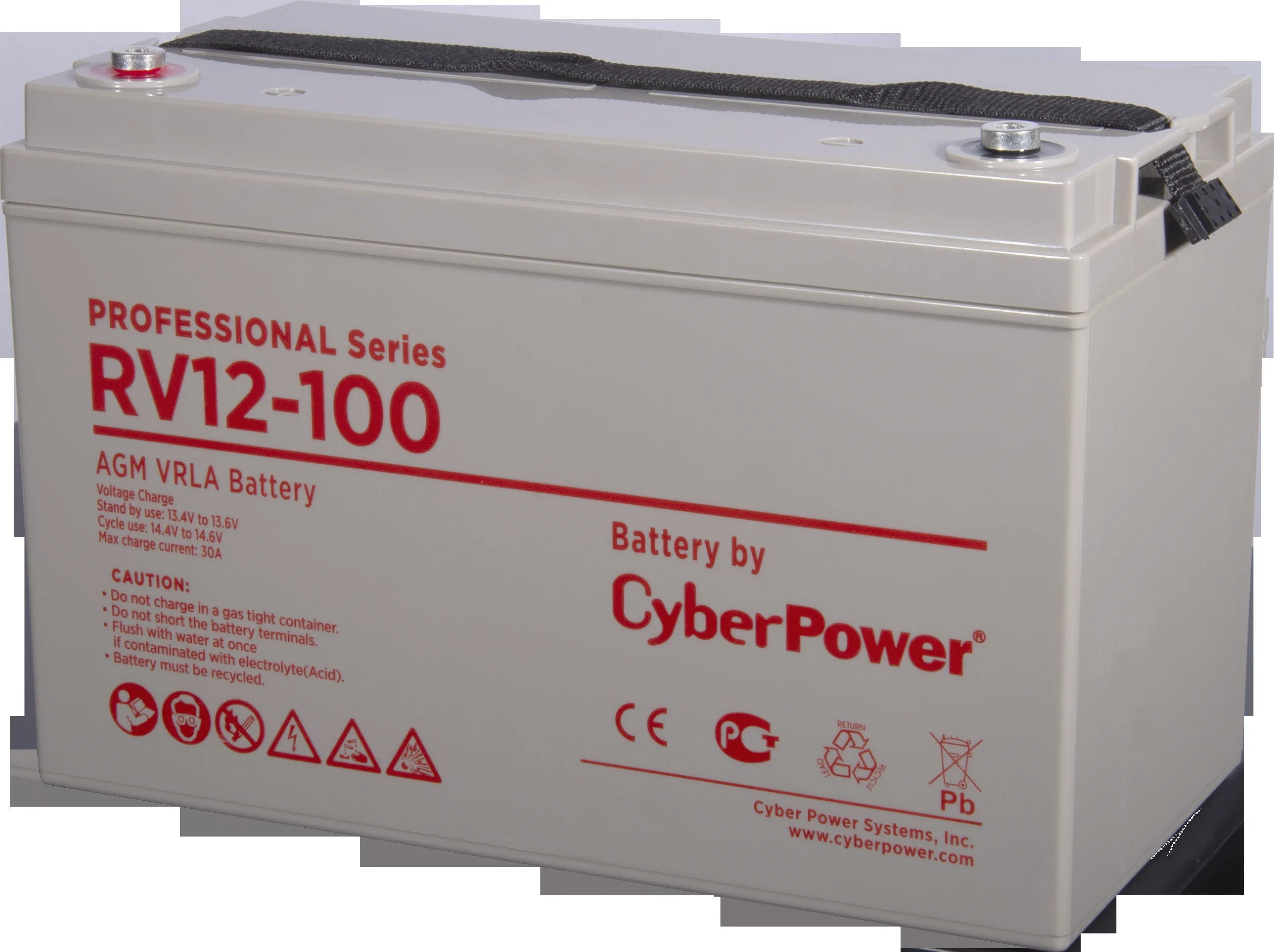 Аккумуляторная батарея CyberPower RC 12-100 12В/100Ач, клемма Болт М8 (330х173х215мм (220мм); 29кг; Срок службы 10лет)