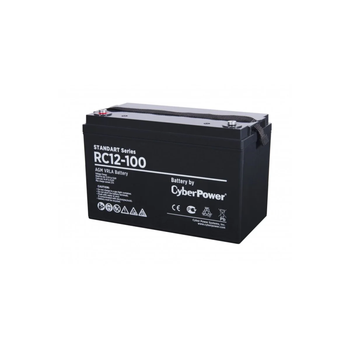 Аккумуляторная батарея CyberPower RC 12-100 12В/100Ач, клемма Болт М8 (330х173х215мм (220мм); 29кг; Срок службы 10лет)