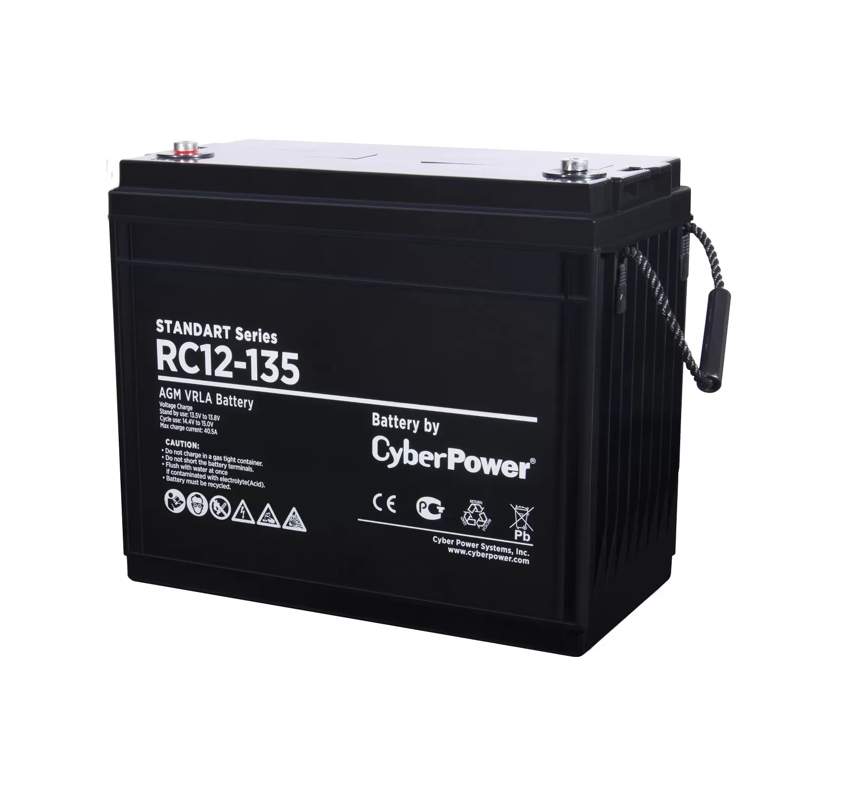 Аккумуляторная батарея CyberPower RC 12-135 12В/135Ач, клемма Болт М8 (340х173х281мм (284мм); 40кг; Срок службы 7-10лет