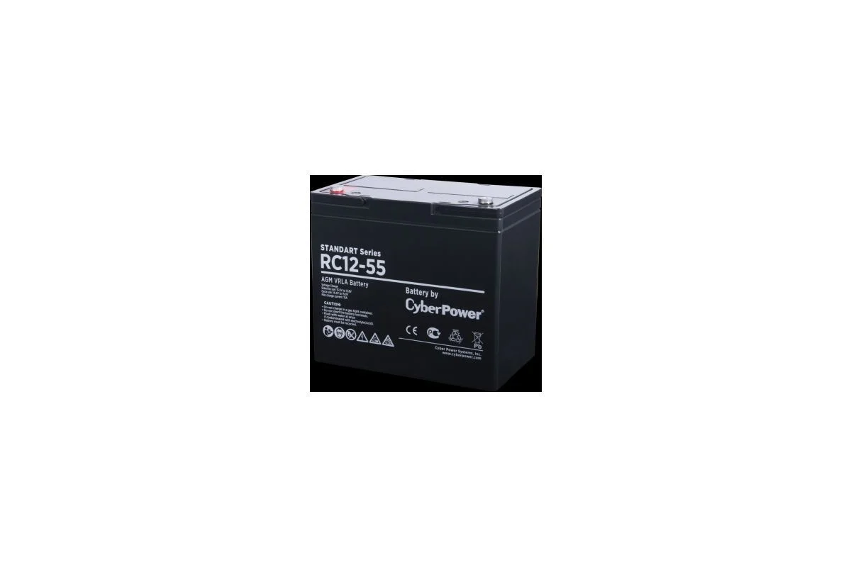 Аккумуляторная батарея CyberPower RC 12-55 12В/55Ач, клемма Болт М6 (230х138х205мм (227мм); 17кг; Срок службы 10лет)