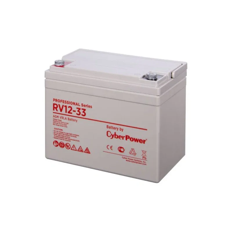 Аккумуляторная батарея CyberPower RV 12-33 12В/35Ач, клемма Болт М6 (197х130х159мм (170мм); 10,7кг; Срок службы