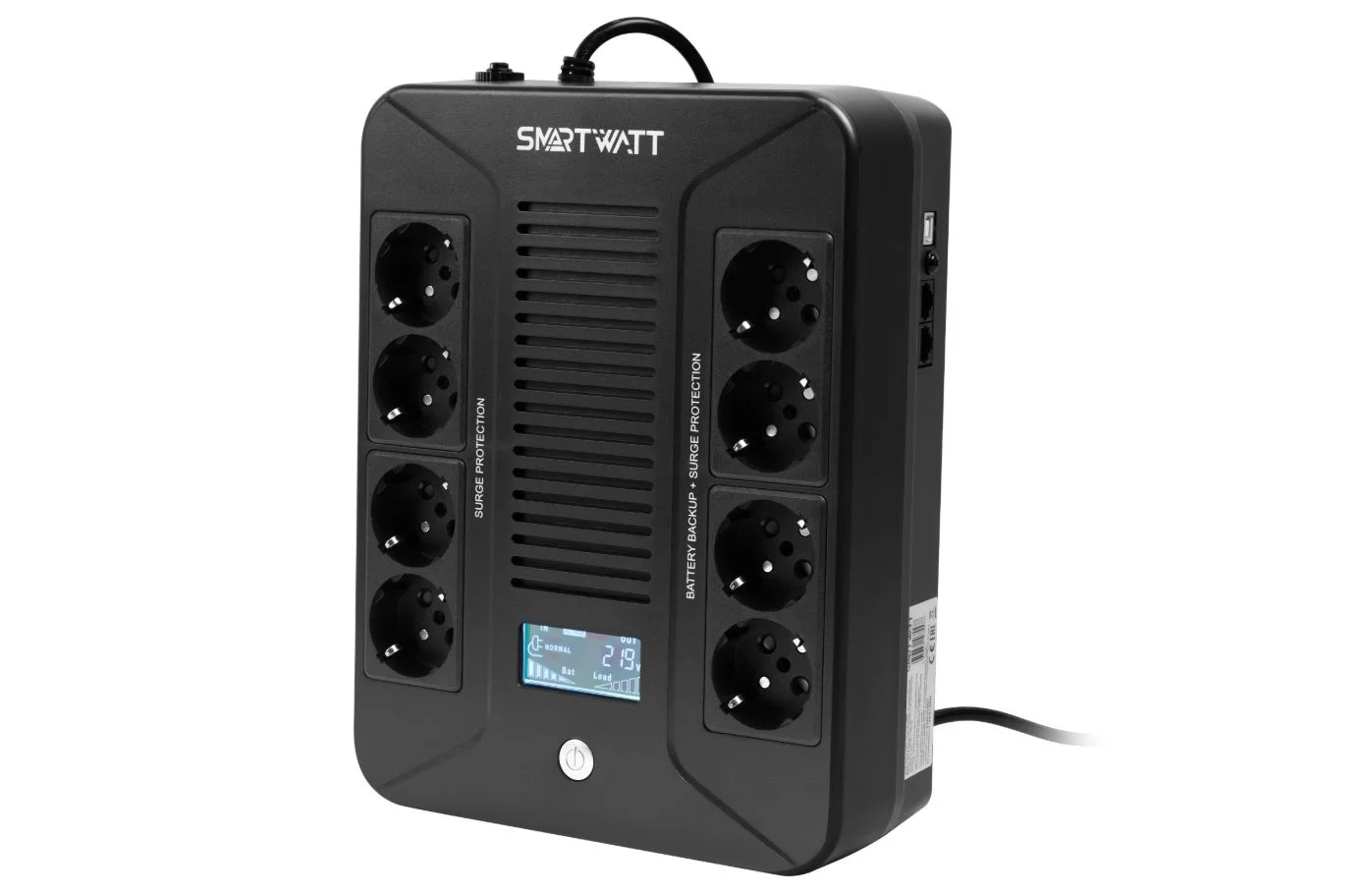 ИБП SMARTWATT UPS SAFE PRO LCD 600 Line-interactive 600VA/360W Brick (Euro x8, USB, RJ11/RJ45 protection, LCD, 275x210x9