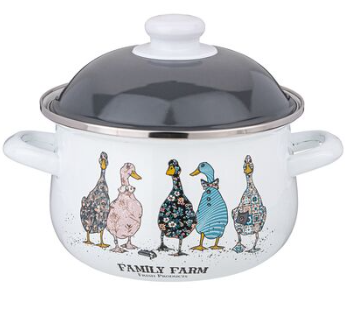 ARTI-M КАСТРЮЛЯ AGNESS ЭМАЛИРОВАННАЯ С ЭМАЛ.КРЫШКОЙ СЕРИЯ "FAMILY FARM", 5.0 Л, 24*14 СМ