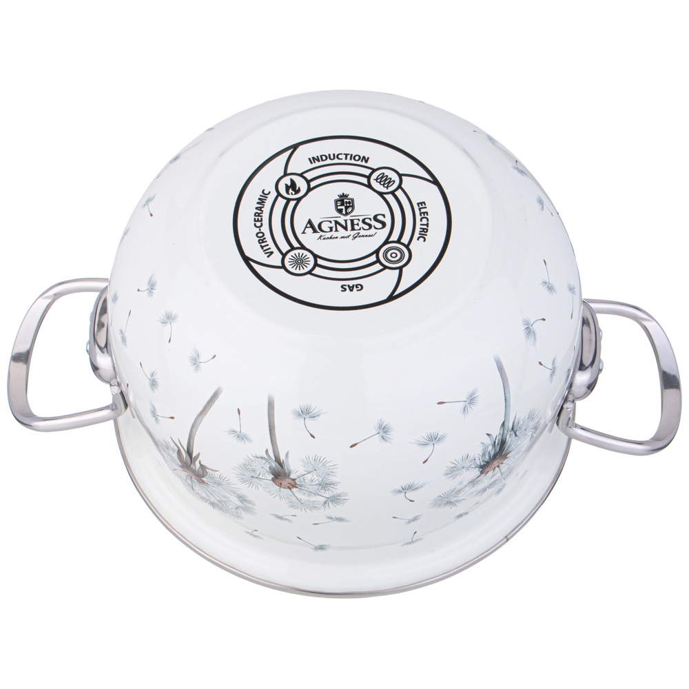 ARTI-M КАСТРЮЛЯ AGNESS ЭМАЛИРОВАННАЯ СО СТЕКЛЯННОЙ КРЫШКОЙ, 2,8 Л ДИА. 20СМ