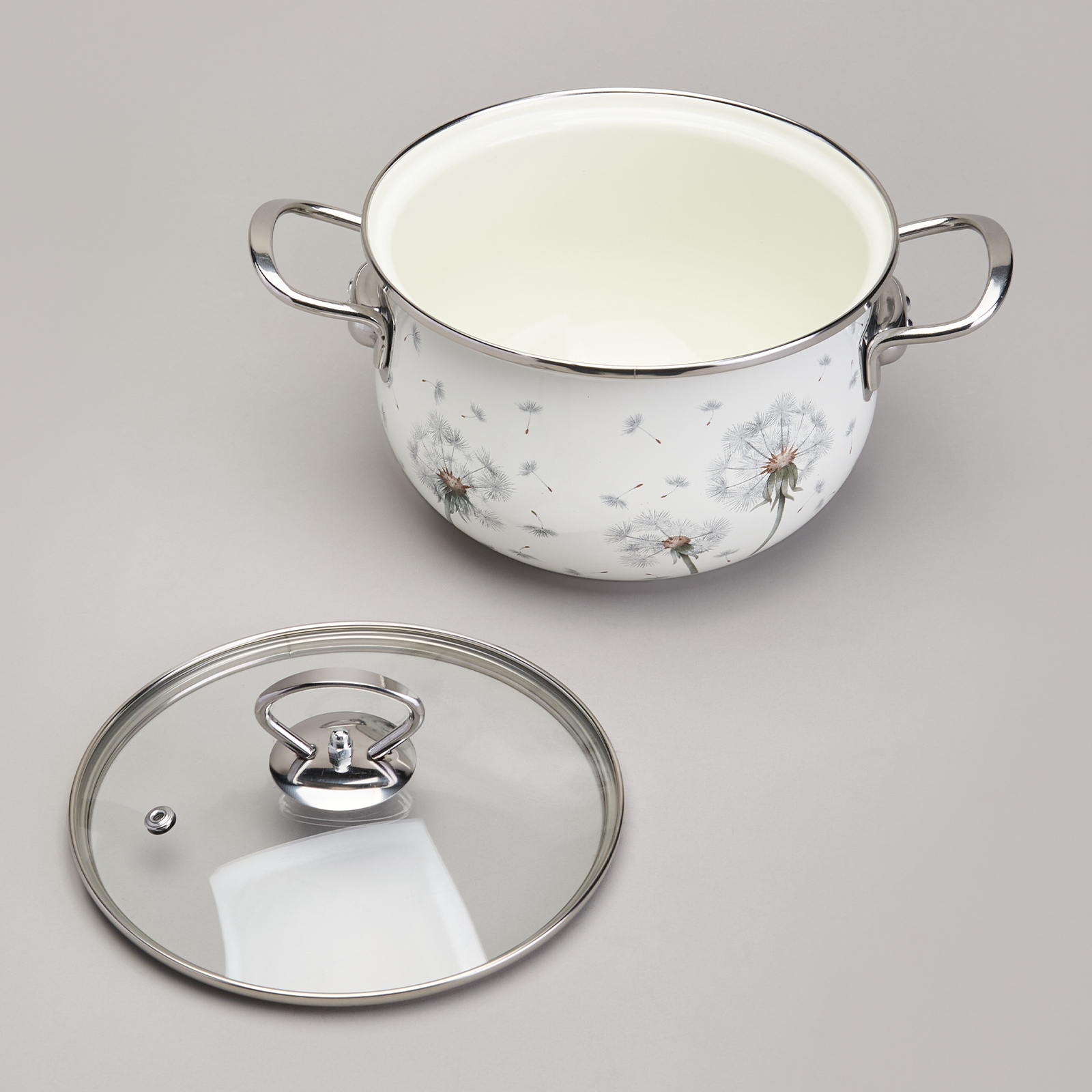 ARTI-M КАСТРЮЛЯ AGNESS ЭМАЛИРОВАННАЯ СО СТЕКЛЯННОЙ КРЫШКОЙ, 2,8 Л ДИА. 20СМ