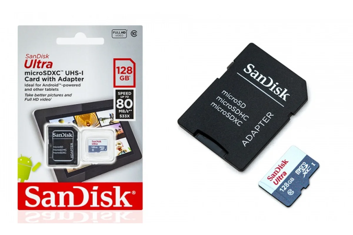 Флеш карта microSD 128GB SanDisk microSDXC Class 10 Ultra UHS-I 100MB/s