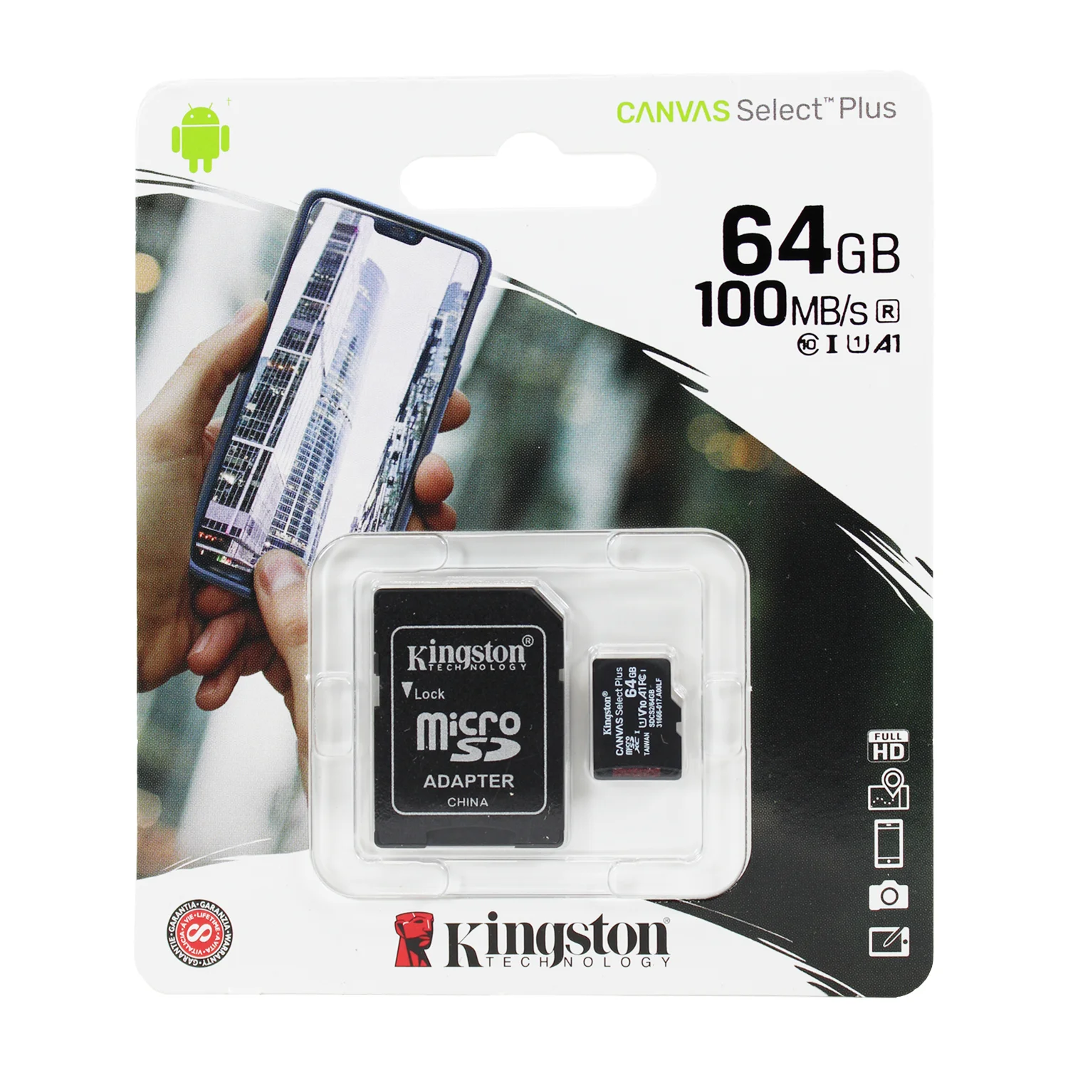 Флеш карта microSD 64GB Kingston microSDXC Class 10 UHS-I U1 A1 V 10 Select Plus 100MB/s