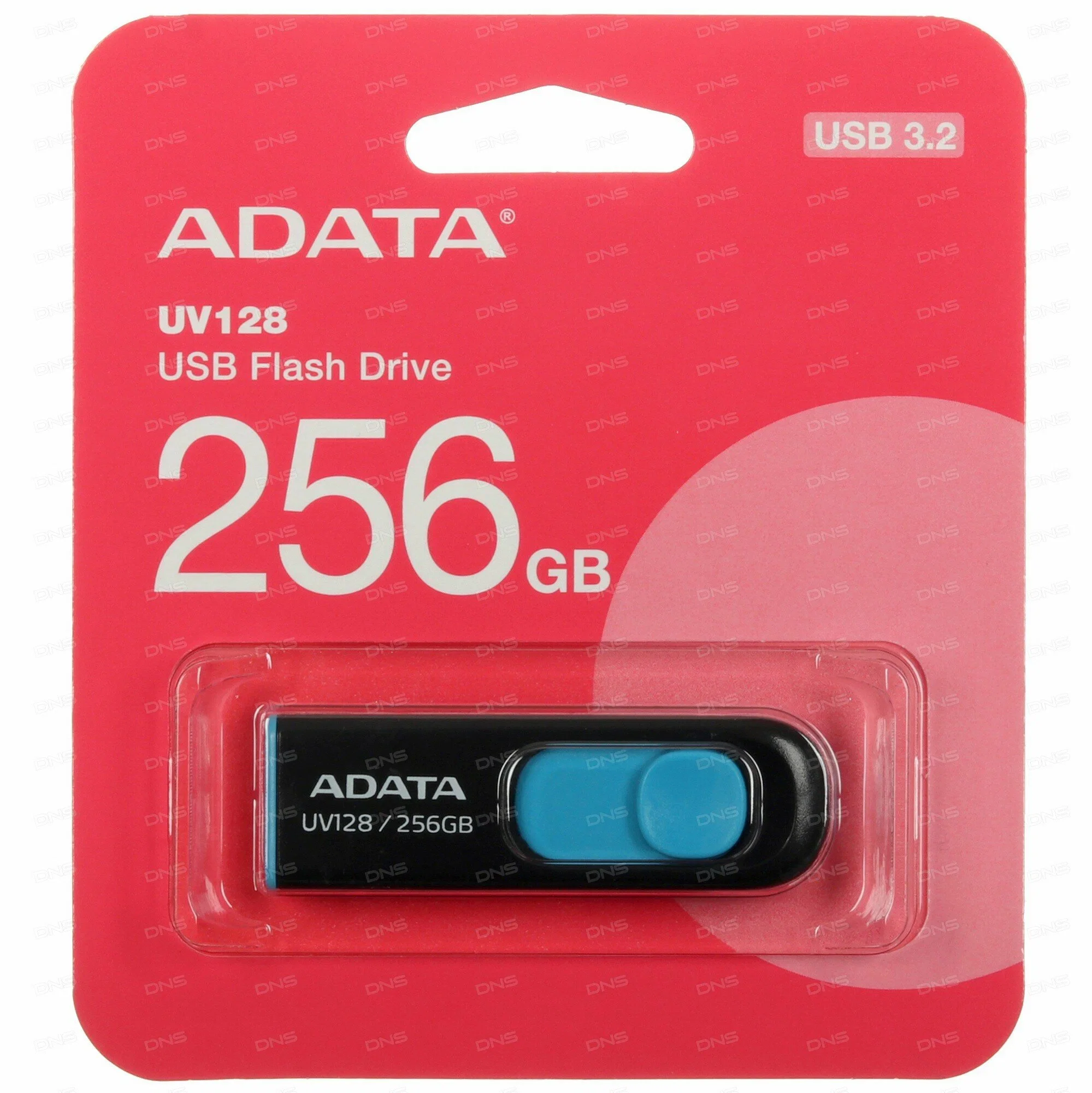 Флеш накопитель 256GB A-DATA UV128, USB 3.2, черный/синий