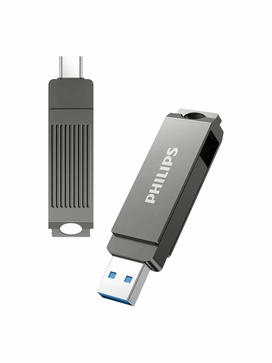 Флеш накопитель 256Gb PHILIPS 2-in-1 USB 3.2 USB C, OTG, USB 3.2/Type-C, Металл, 100 MB/s
