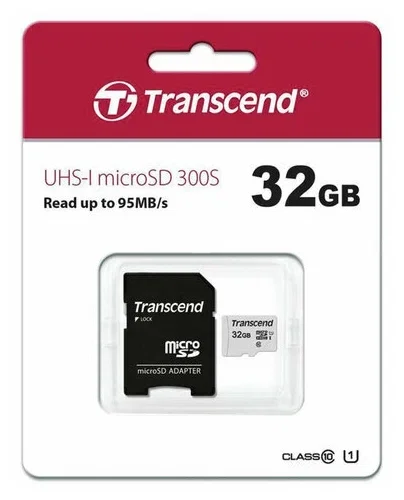 Флеш карта microSD 32GB Transcend microSDHC Class 10 UHS-1 U1, (SD адаптер), TLC