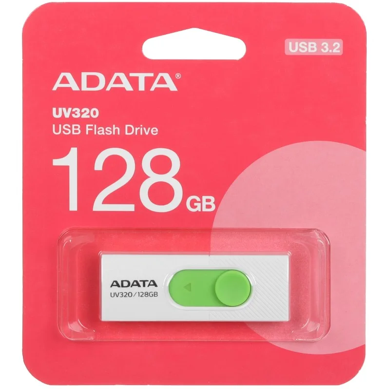 Флеш накопитель 512GB A-DATA UV320, USB 3.2, белый/зеленый