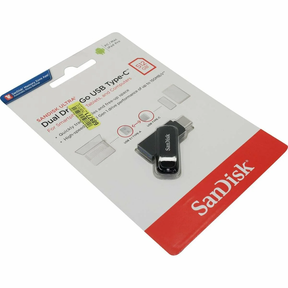 Флеш накопитель 512GB SanDisk Ultra Dual Drive Go, USB 3.1 - USB Type-C Black