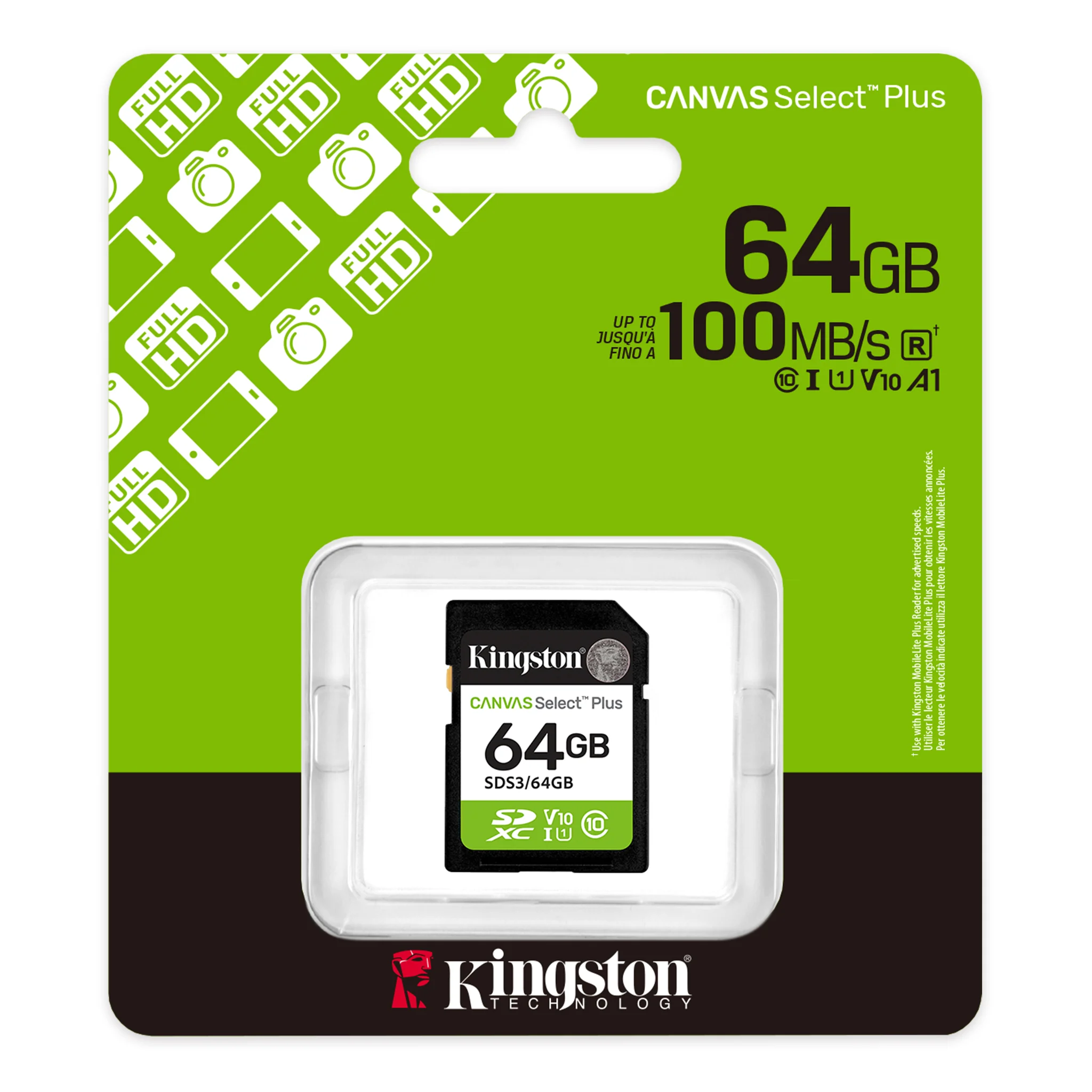 Флеш карта microSD 512GB Kingston microSDXC Class 10 UHS-I U3 A1 V30 Select Plus (SD адаптер) 150MB/s