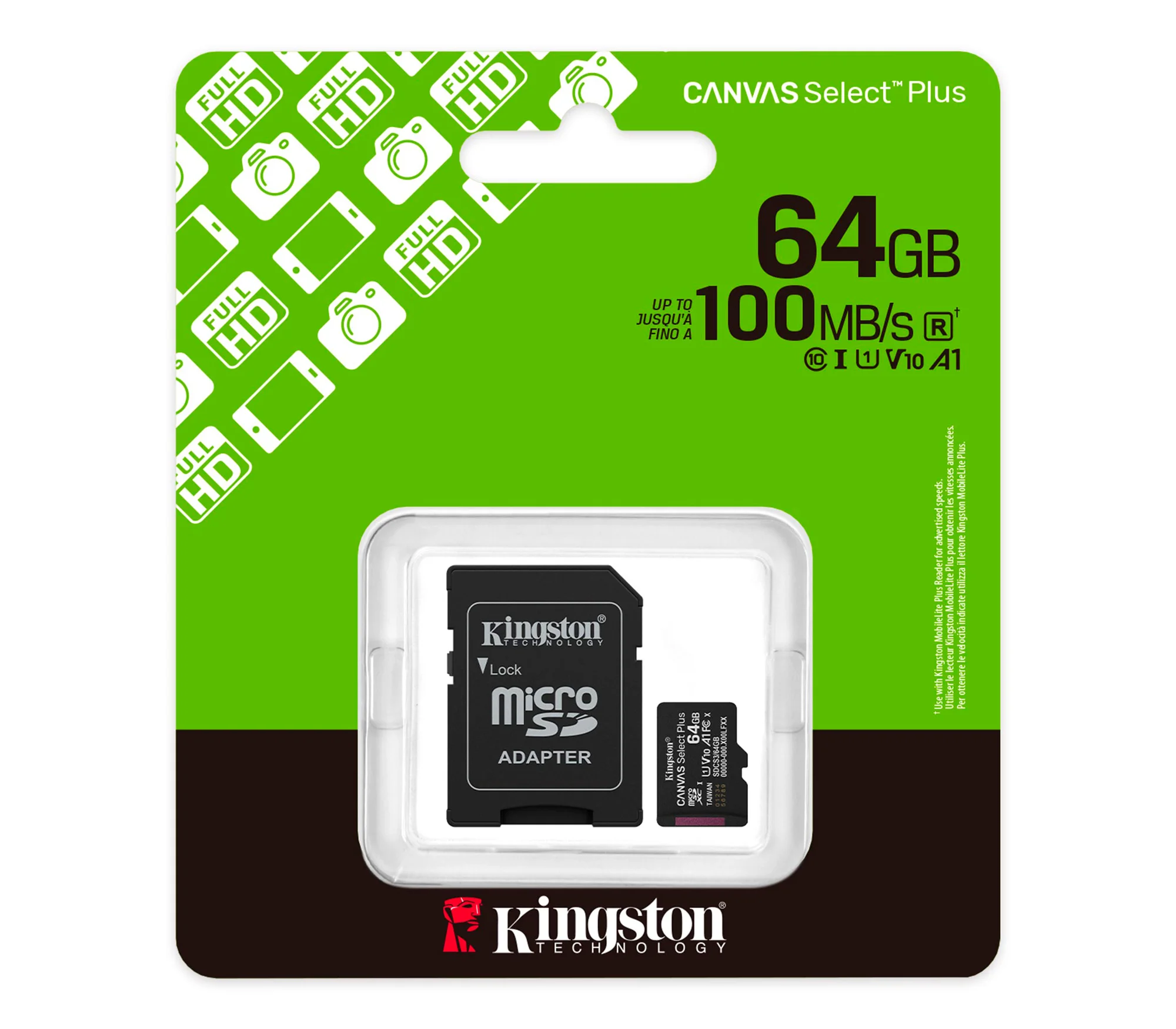 Флеш карта microSD 512GB Kingston microSDXC Class 10 UHS-I U3 A1 V30 Select Plus (SD адаптер) 150MB/s