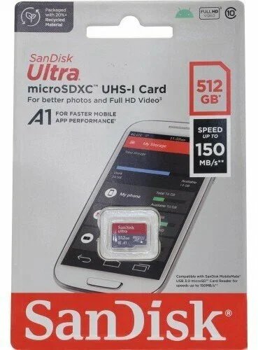 Флеш карта microSD 512GB SanDisk microSDXC Class 10 Ultra UHS-I 100MB/s