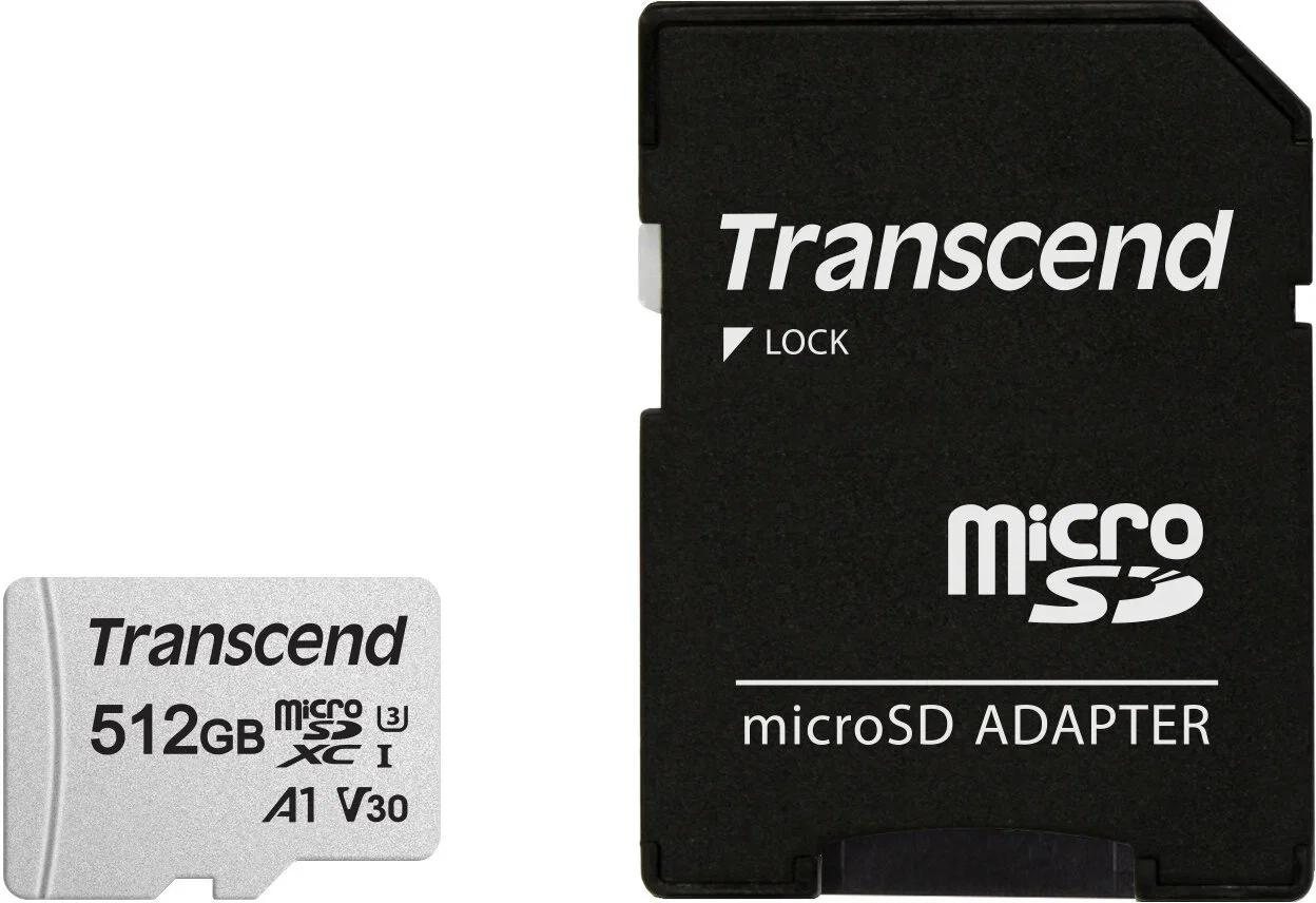 Флеш карта microSD 512GB Transcend microSDXC Class 10 UHS-I U3, V30, A1, (SD адаптер), TLC