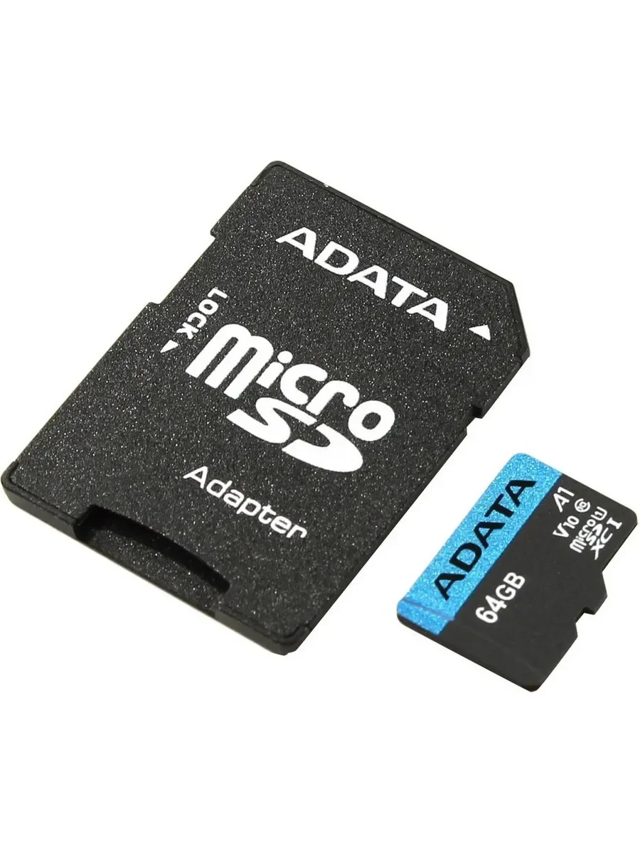 Флеш карта microSD 64GB A-DATA Premier microSDXC Class 10 UHS-I A1 V10 100/25 MB/s (SD адаптер)