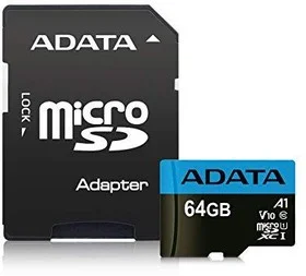 Флеш карта microSD 64GB A-DATA Premier microSDXC Class 10 UHS-I A1 V10 100/25 MB/s (SD адаптер)