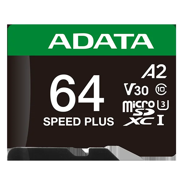 Флеш карта microSD 64GB A-DATA Speed Plus microSDXC Class 10 UHS-I U3 V30S A2 160/140 MB/s (SD адаптер)