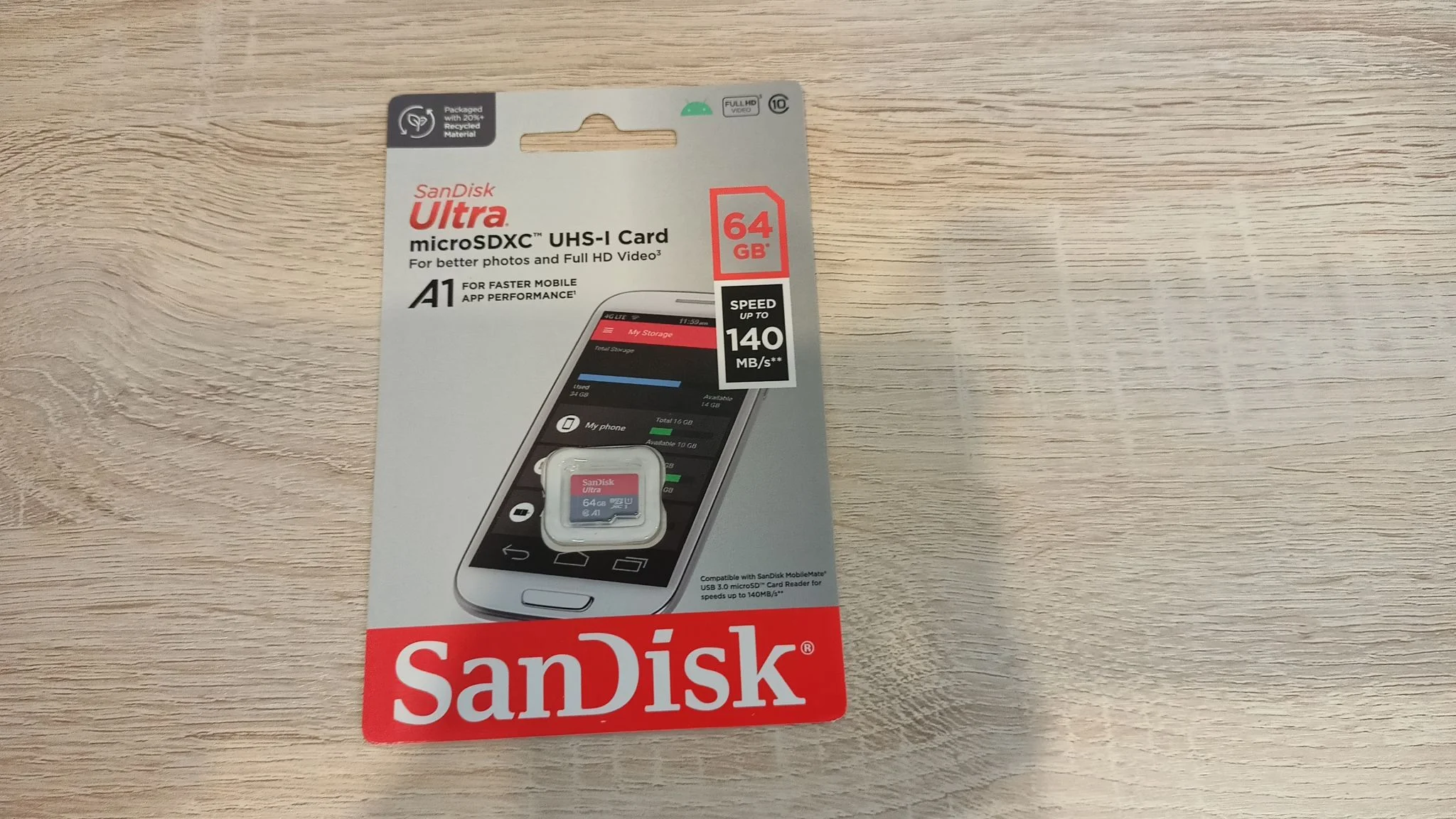 Флеш карта microSD 64GB SanDisk microSDXC Class 10 Ultra UHS-I U1 A1 140MB/s