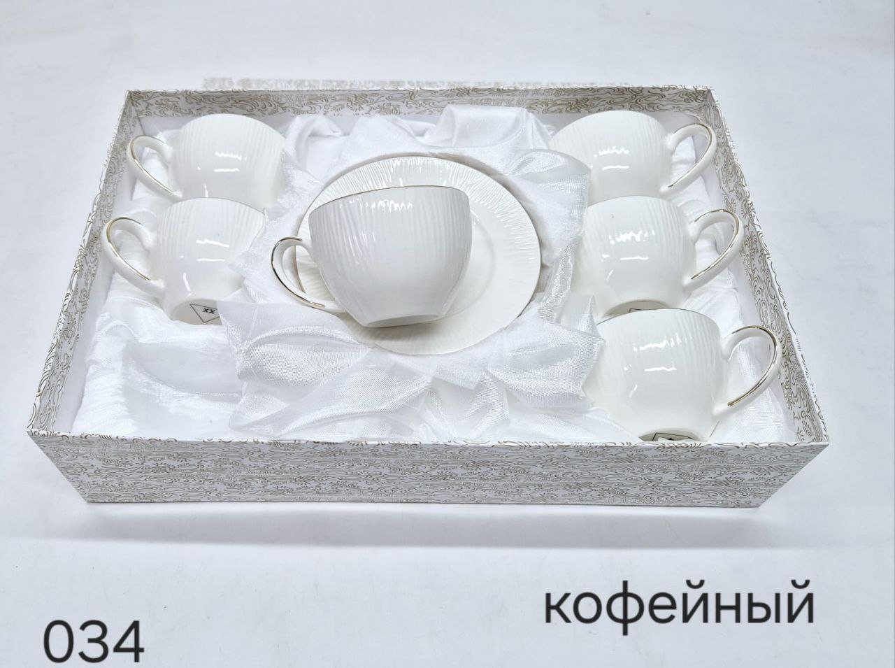 12PCSC-034G  Набор кофейный ( сервиз) фарфор 1к/6шт