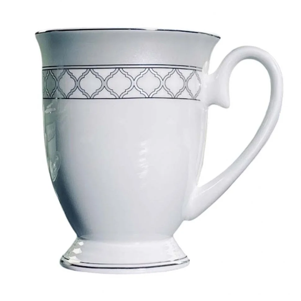 145-594 Кружка 300 мл ВЕРСАЛЬ СЕРЕБРО в под.уп.(х36)Костяной фарфор